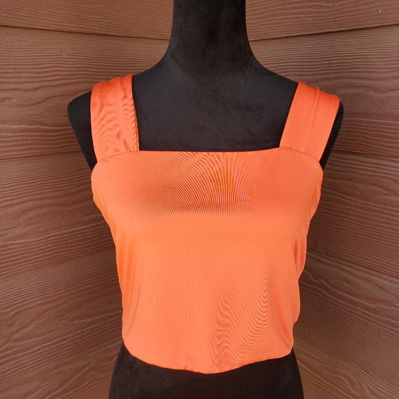 Cloth by Design Women's Orange Cropped Camisole Sleeveless Tank Top Wide Straps - Picture 16 of 16